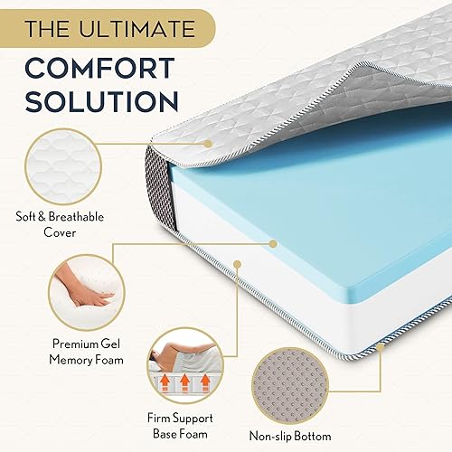 Miniatura 2 de Colchón triple plegable individual con capa de espuma viscoelástica, colchón plegable triple de 4 pulgadas con funda lavable, colchón de tamaño