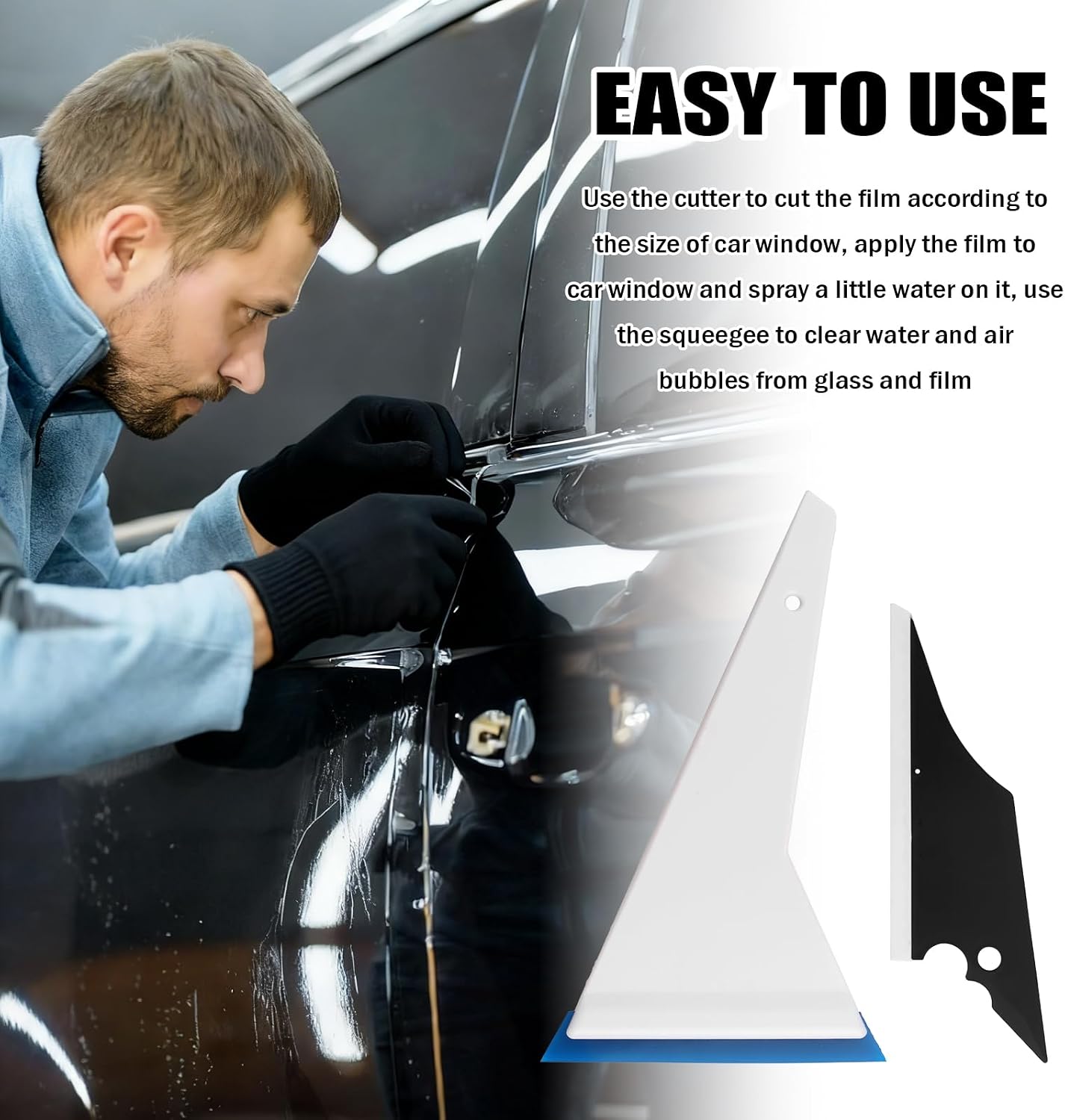 51PCS Car Window Tint Kit,Multi-Tool Window Tint Tools Kit Includes Felt Squeegee,Vinyl Squeegee,Cutting Knife,Windows Tints Car Wrap Kits for Windows Film & Modifications