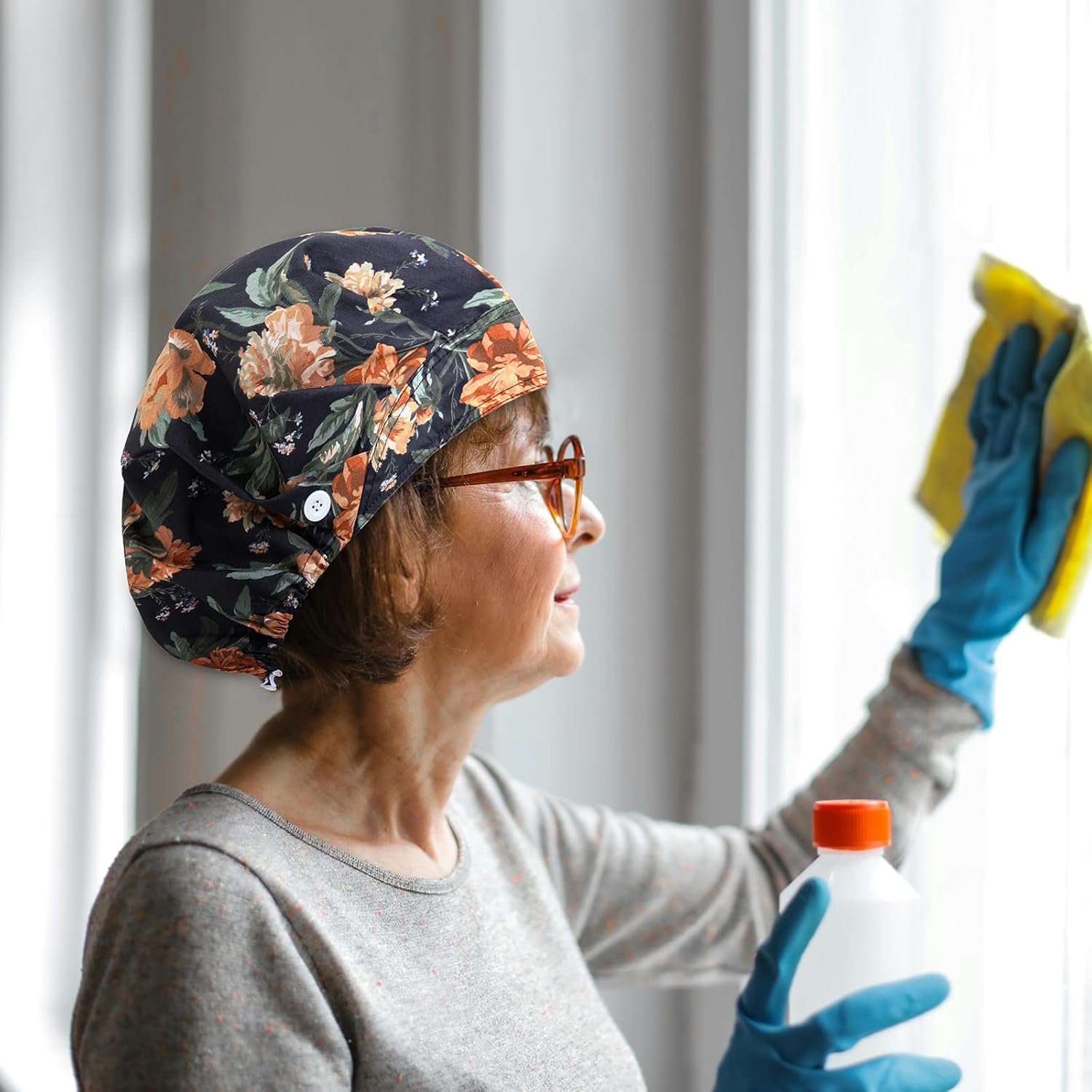 4 Pcs Scrub Hats Women,Bouffant Caps with Sweatband,Adjustable Nurse Caps for Women Men,Working Hats Surgical Nurse Chef Waiter Hat - Image 5