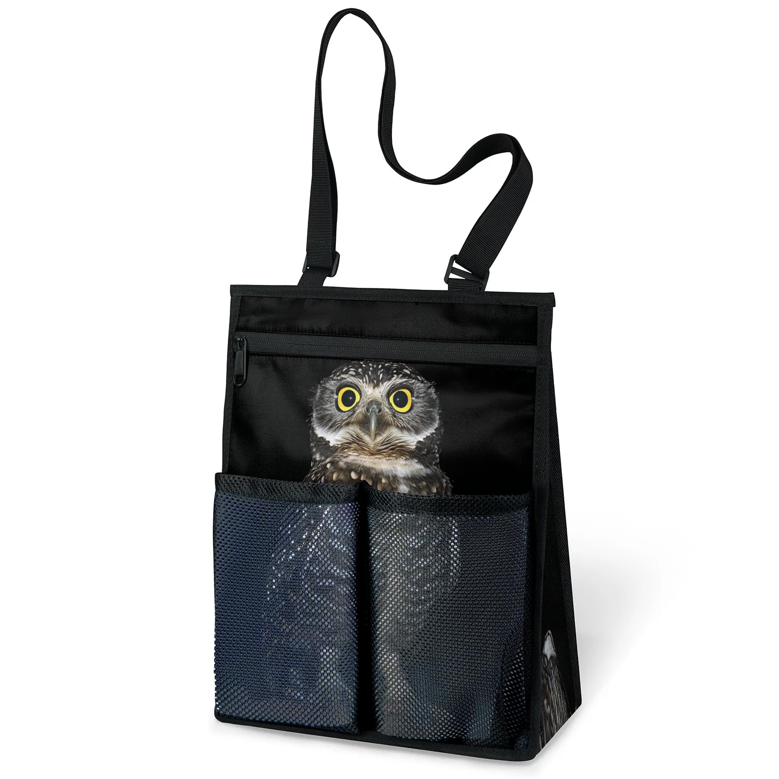 Ourtheme Owl Pattern Portable Shower Bag for Travel Gym Camp Beach Tote Shower Caddy Bags Hanging Toiletry Organizer