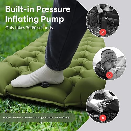 Miniatura 5 de Colchoneta de dormir para acampar con almohada, inflable, inflable, colchón de aire ultraligero, almohadilla de campamento impermeable duradera para