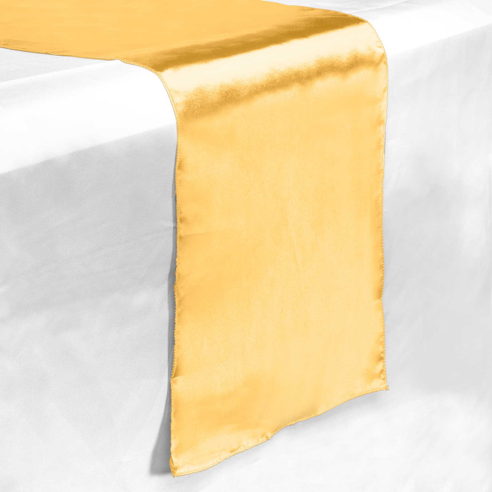 Lann's Linens - 5 Satin 12" x 108" Dining Room Table Runners for Wedding, Reception or Party - Gold