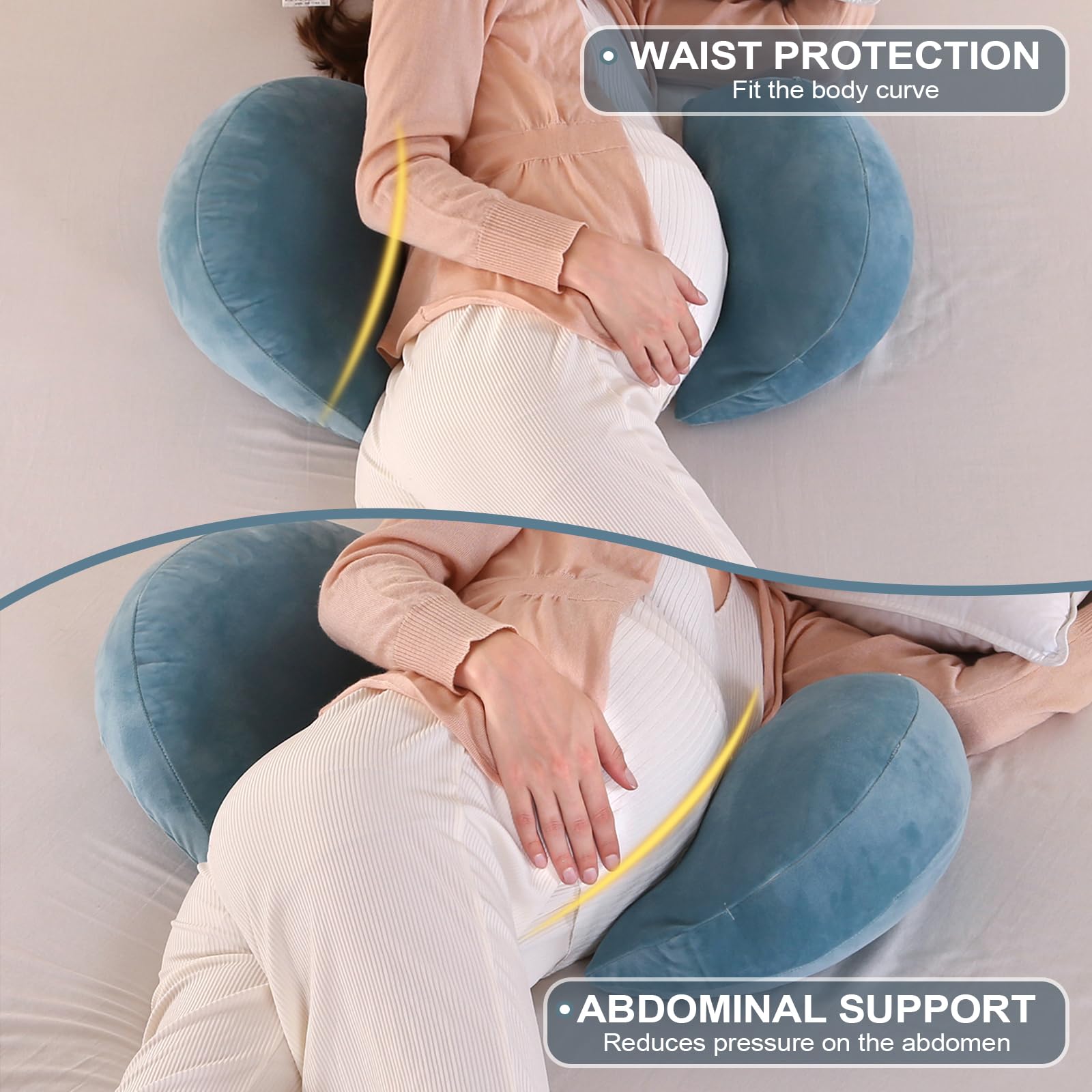 SHANNA Cuscino Gravidanza per Dormire, Cuscino allattamento e Gravidanza, 2024 NUOVO Cuscino Comfort Regolabile per Tutto Il Corpo, Maternità e Cuscino Supporto, Fodera Rimovibile e Lavabile (Azul)