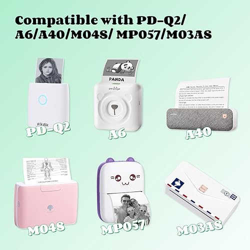 Miniatura 3 de Mini papel para impresora, papel térmico impermeable de 2.205 in de ancho, no adhesivo para PikDik Q2, impresora portátil sin tinta con Bluetooth, 3