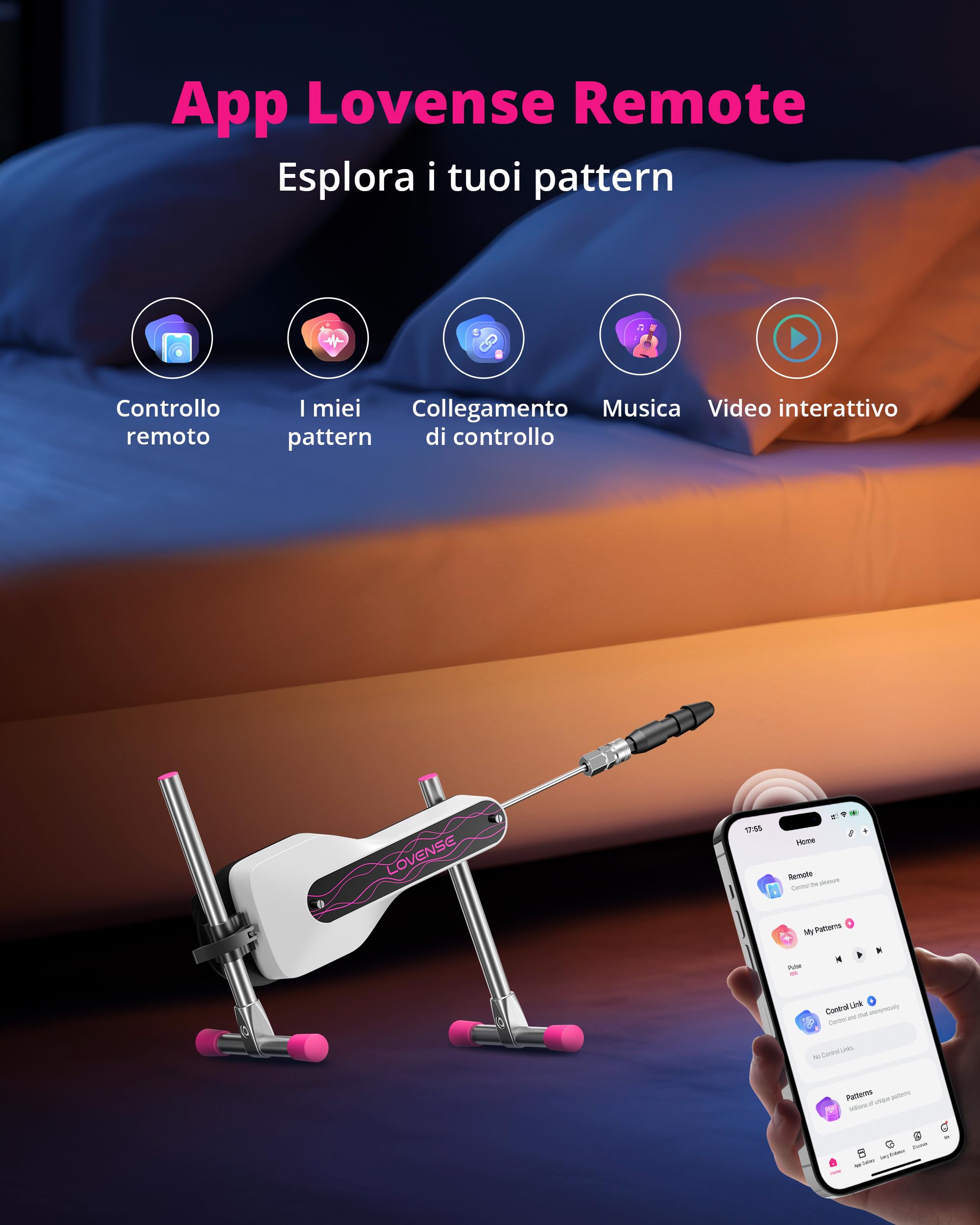 LOVENSE Mini Sex Machine, Sex Toys-Macchine e dispositivi con telecomando, macchina di spinta per donne per stimolazione anale del punto G, giocattoli per adulti con dildo gratuito Confezione discreta