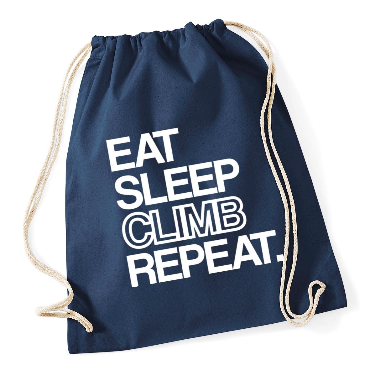 Hippowarehouse Eat Sleep Climb Repeat Drawstring Cotton School Gym Kid Bag Sack 37cm x 46cm, 12 litres