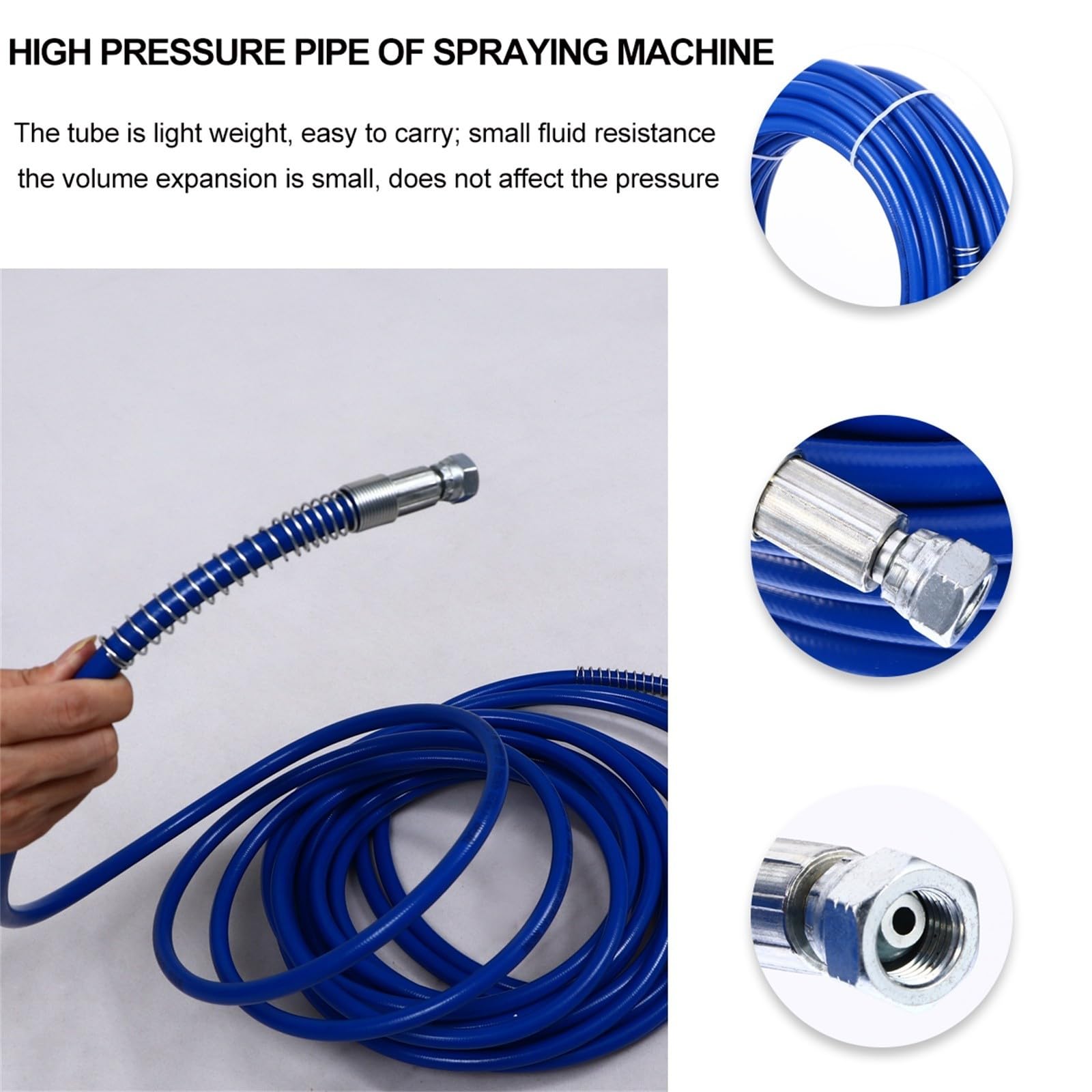 Cabilock Manguera de Pintura sin Aire de 1/4 Pulgada 49ft, Látex Azul