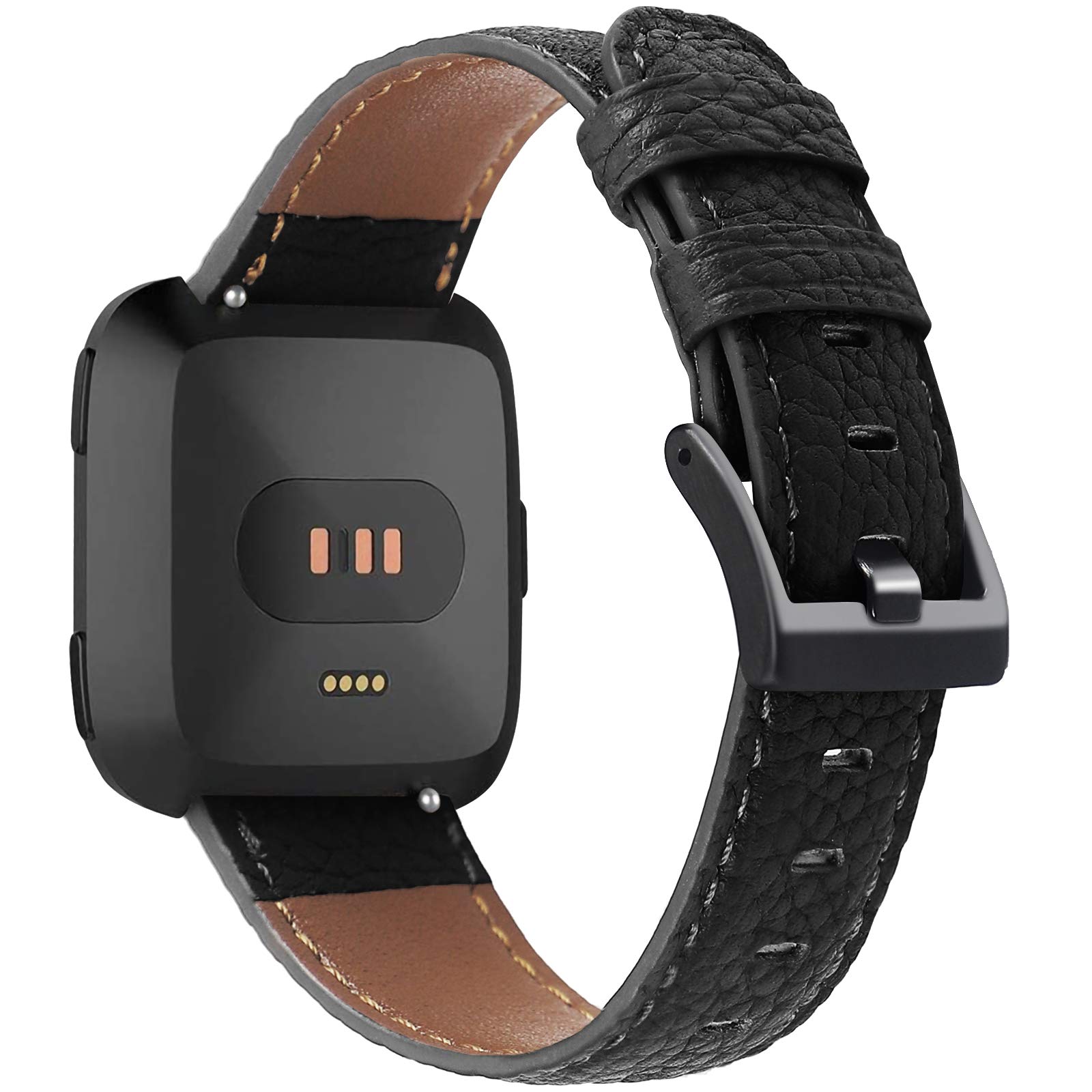 EZCO Leather Bands Compatible with Fitbit Versa / Versa 2 / Versa Lite, Vintage Genuine Leather Band Replacement Strap Wristband Accessories Man Women 5.5”-7.8” Wrist Compatible with Versa Smart Watch