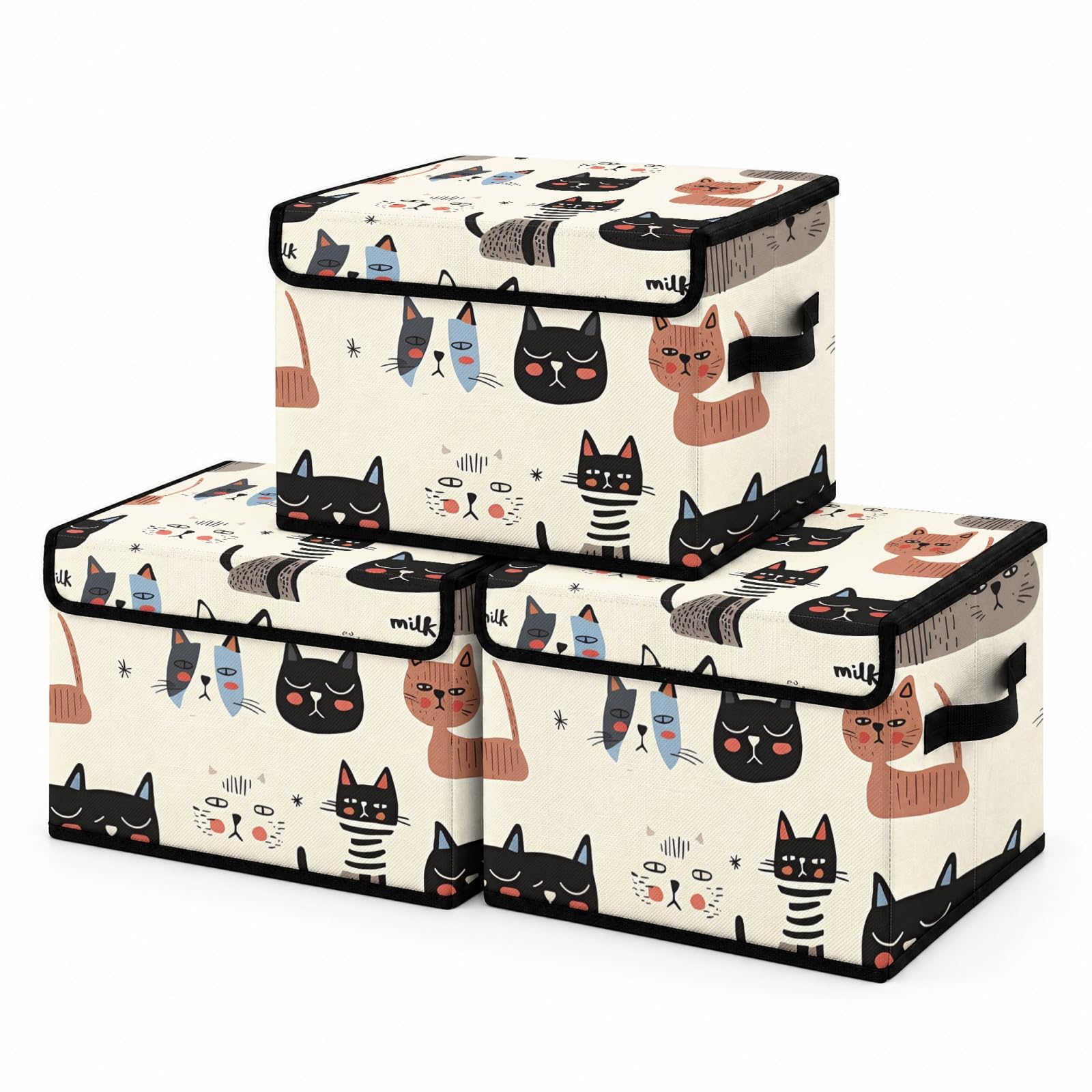 Stackable Clothes Storage Bins with Lids 3 Pack