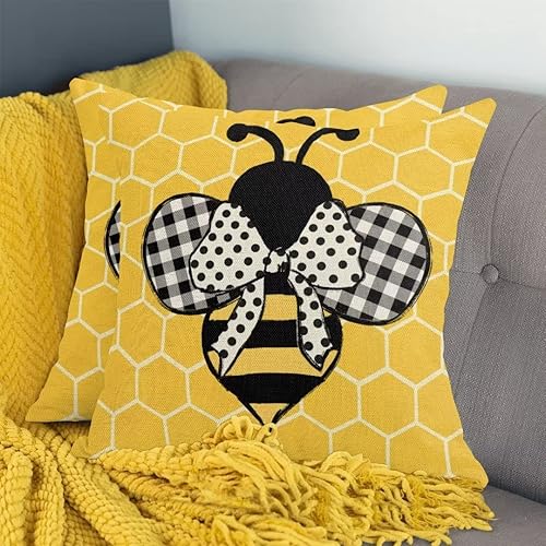 Miniatura 2 de Polka dots Pillow Covers 18x18 Set of 2, Modern Black Cream Decorations Throw Pillow Covers Boho Outdoors Decorative Linen Cushion Case for Home and