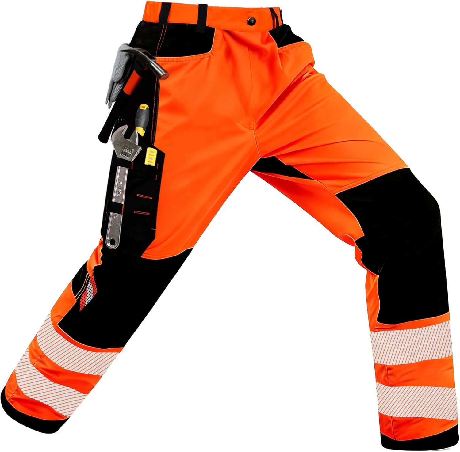 Men's High Visibility Work Pants Reflective Safety Pants Waterproof Stretchy Ripstop Cargo Pants Outdoor