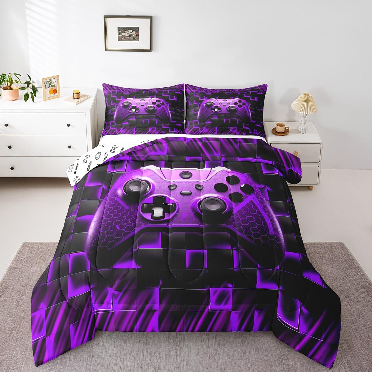 Juego de edredón Queen moderno para decoración de habitación de hombres y niños