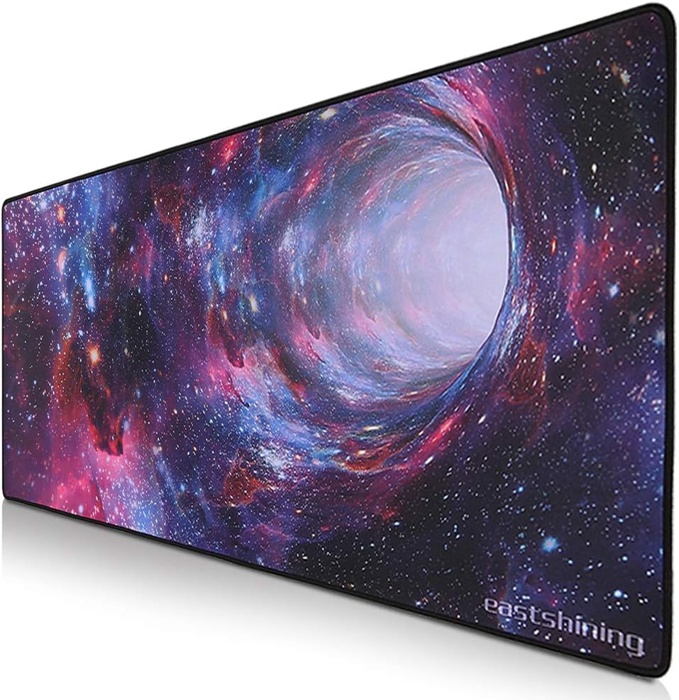 HAUEA Extended Gaming Mouse Pad Desk Pad,3 MM Large Size Professional Computer Keyboard Mouse Mat,Waterproof Non-slip Rubber Mice Pad with Stitched Edges for Computer and Laptop(900*400*3mm,Galaxy)
