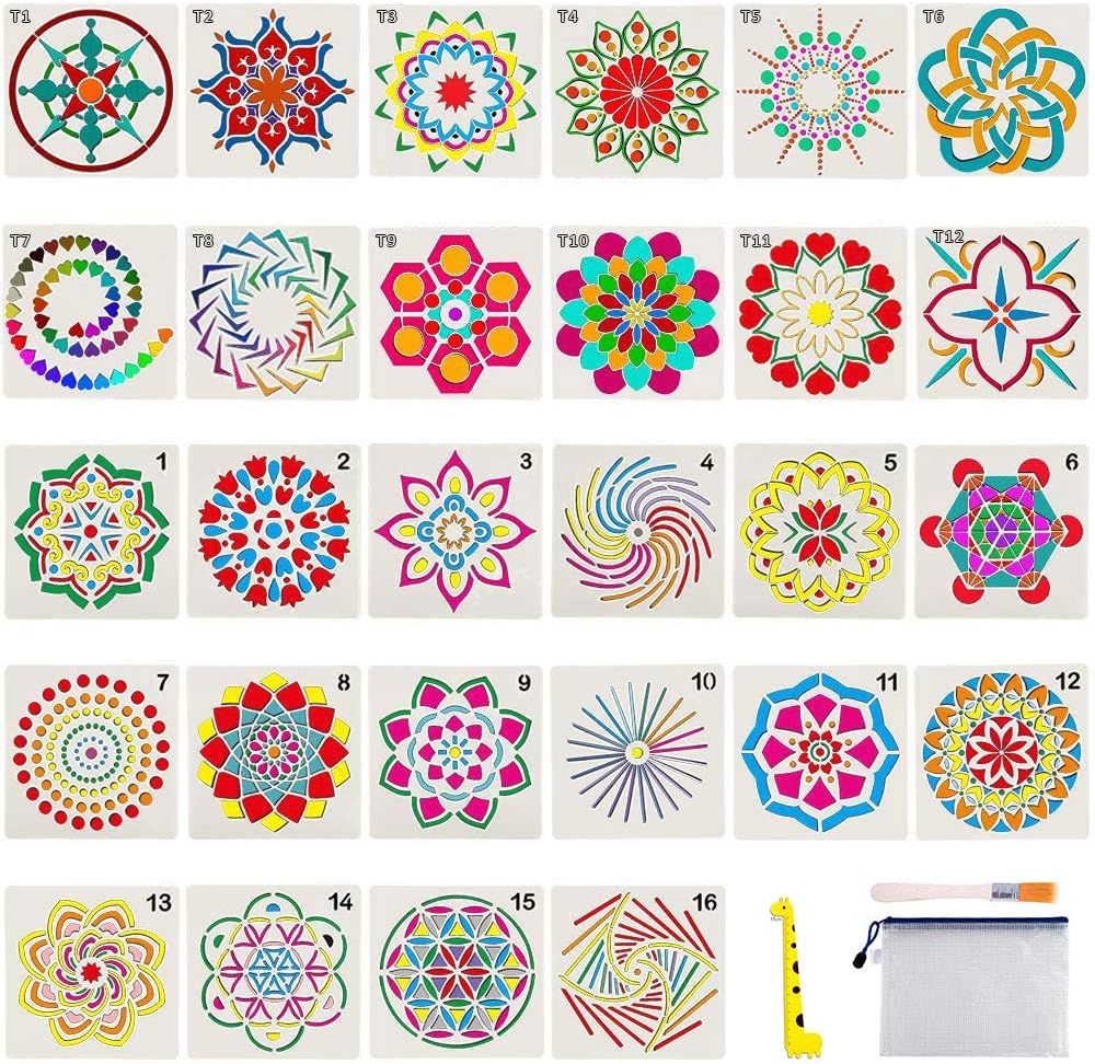 28 Pack Mandala Stencils
