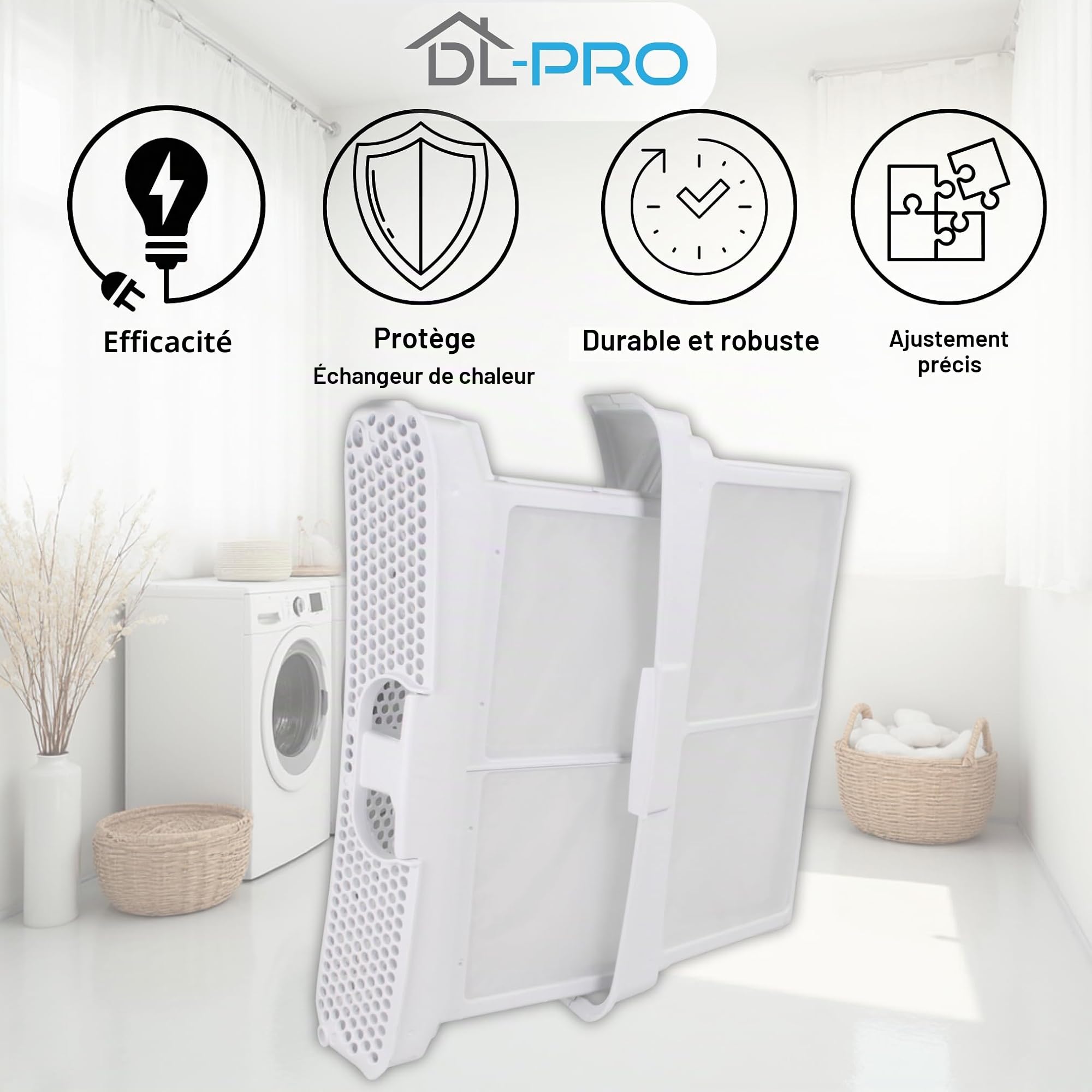 DL-pro Filtre à peluches pour sèche-linge IQ300, IQ390, IQ500, IQ590, IQ700, IQ790, IQ800, IQ890, Serie 4, Serie 6, Serie 8, compatible avec Bosch Siemens Balay 00656033 656033