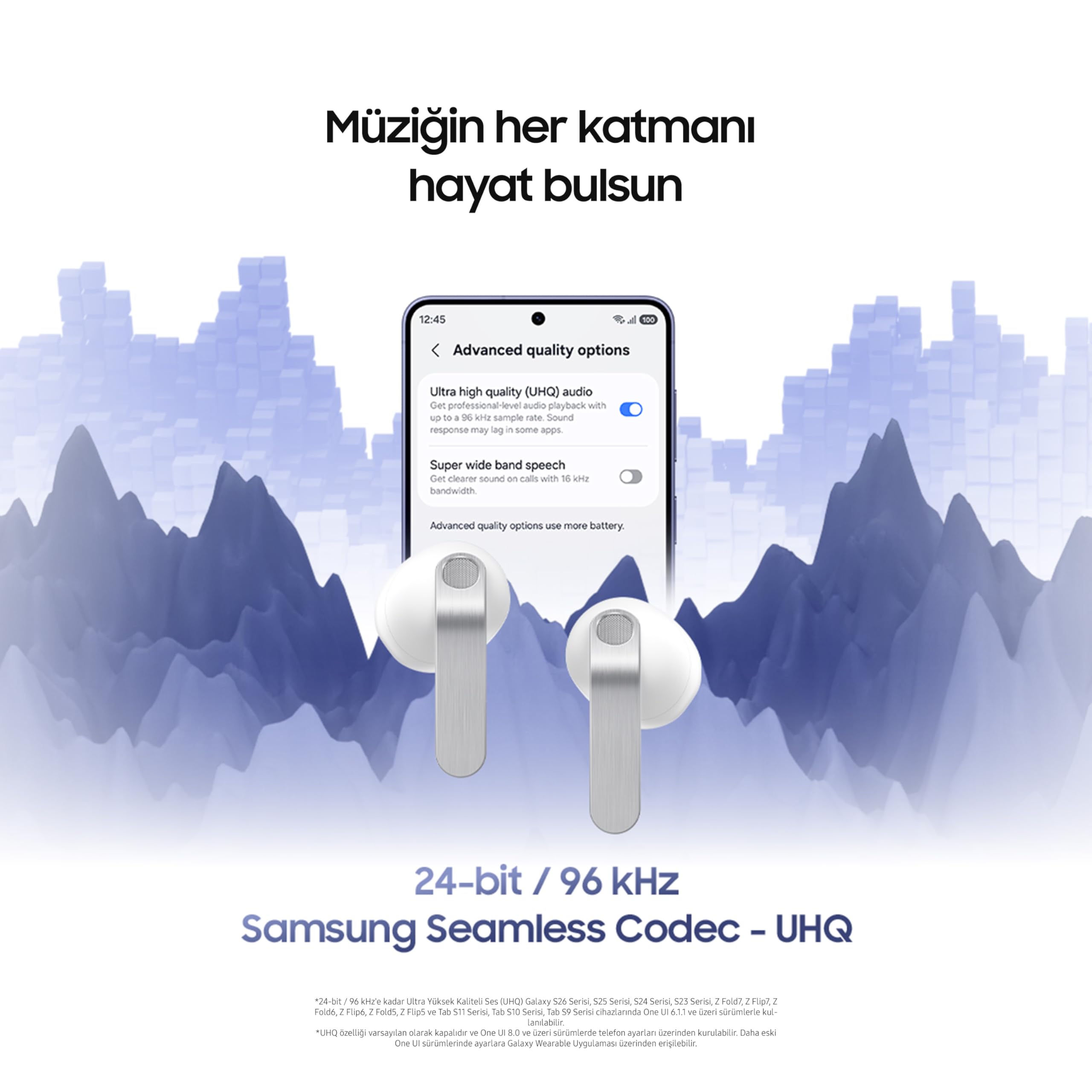 Samsung Galaxy Buds4 Bluetooth Kulaklık, Siyah, Metal Gövde, 1 Yollu Hoparlör, Ultra Net Arama Sesi, Adaptif Gürültü Kontrolü