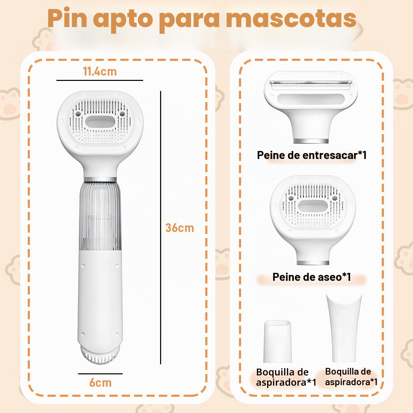 Cepillo de vacío para pelo de perro de 4 en 1, cepillo liso autolimpiante para el aseo y muda, elimina el pelo suelto, caspa, subpelo y enredos, herramienta de aseo para la muda de los perros