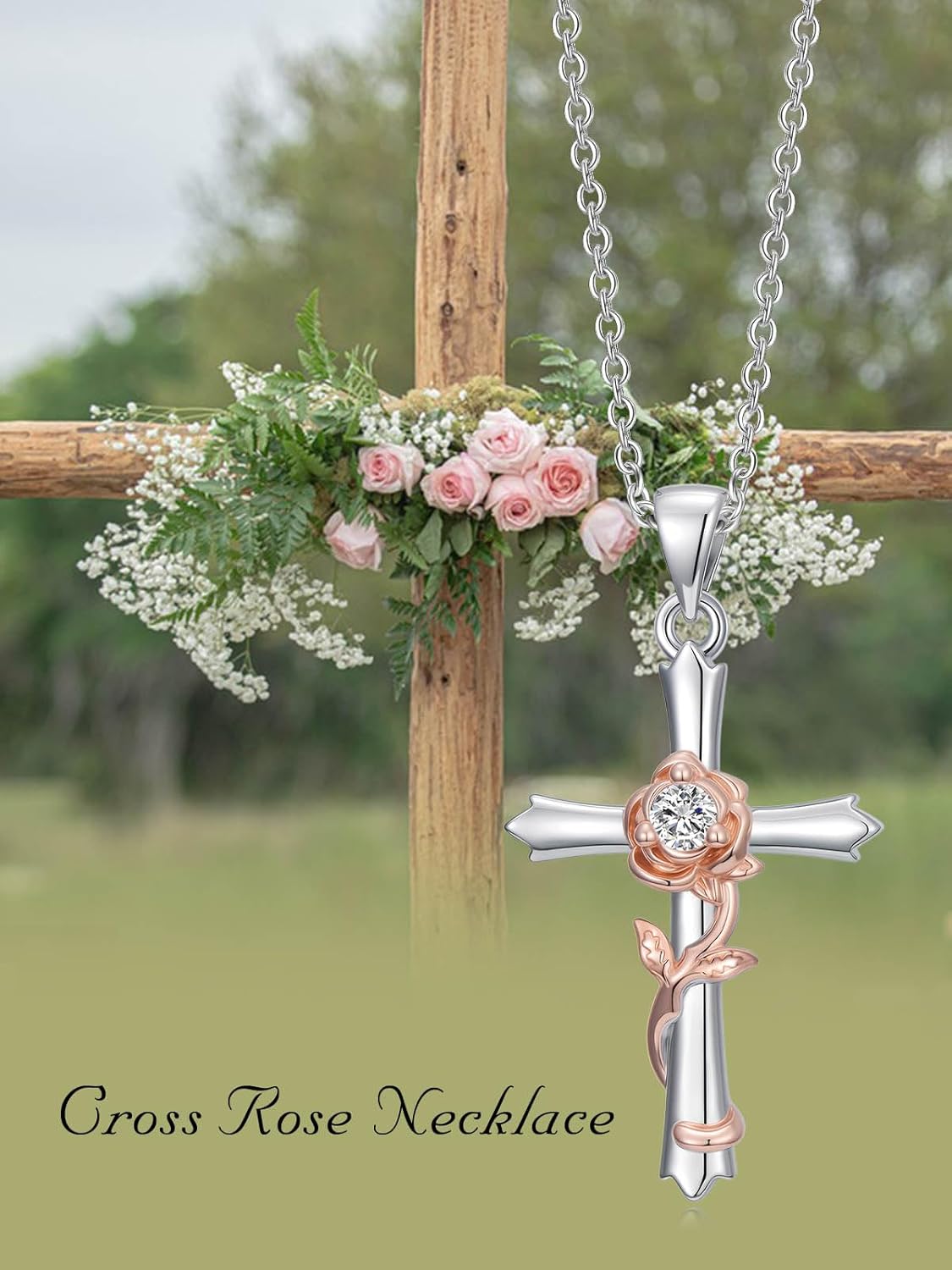 Valentines Day Gifts for Her, 18k White & Rose Gold-Plated Pendant Necklace for Women, Anniversary Birthday Jewelry Gift for Wife Girlfriend Sister Mom Friends - Image 2