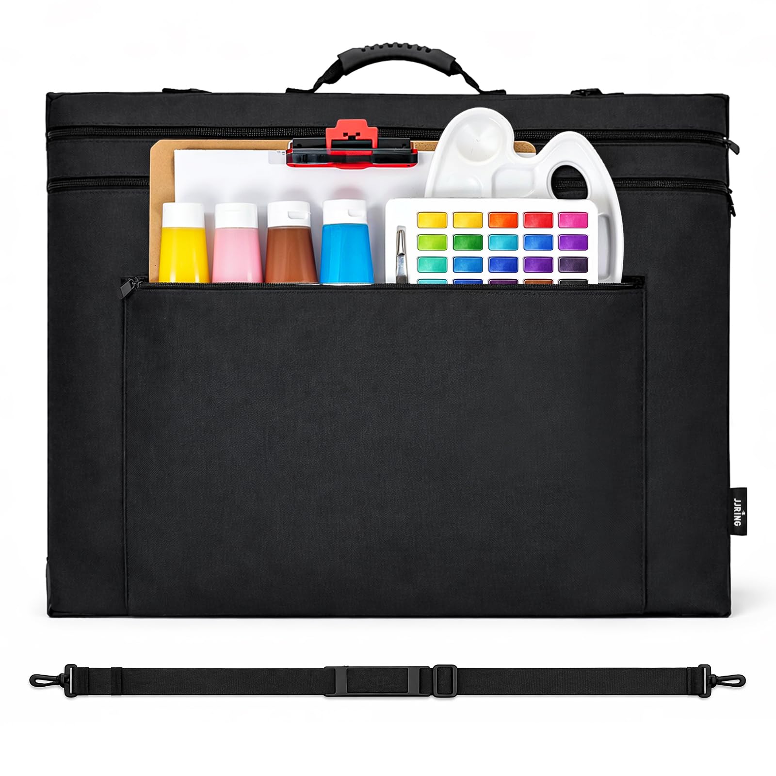 JJRING 23x31 Art Portfolio Tote Bag With Shoulder Strap, Black