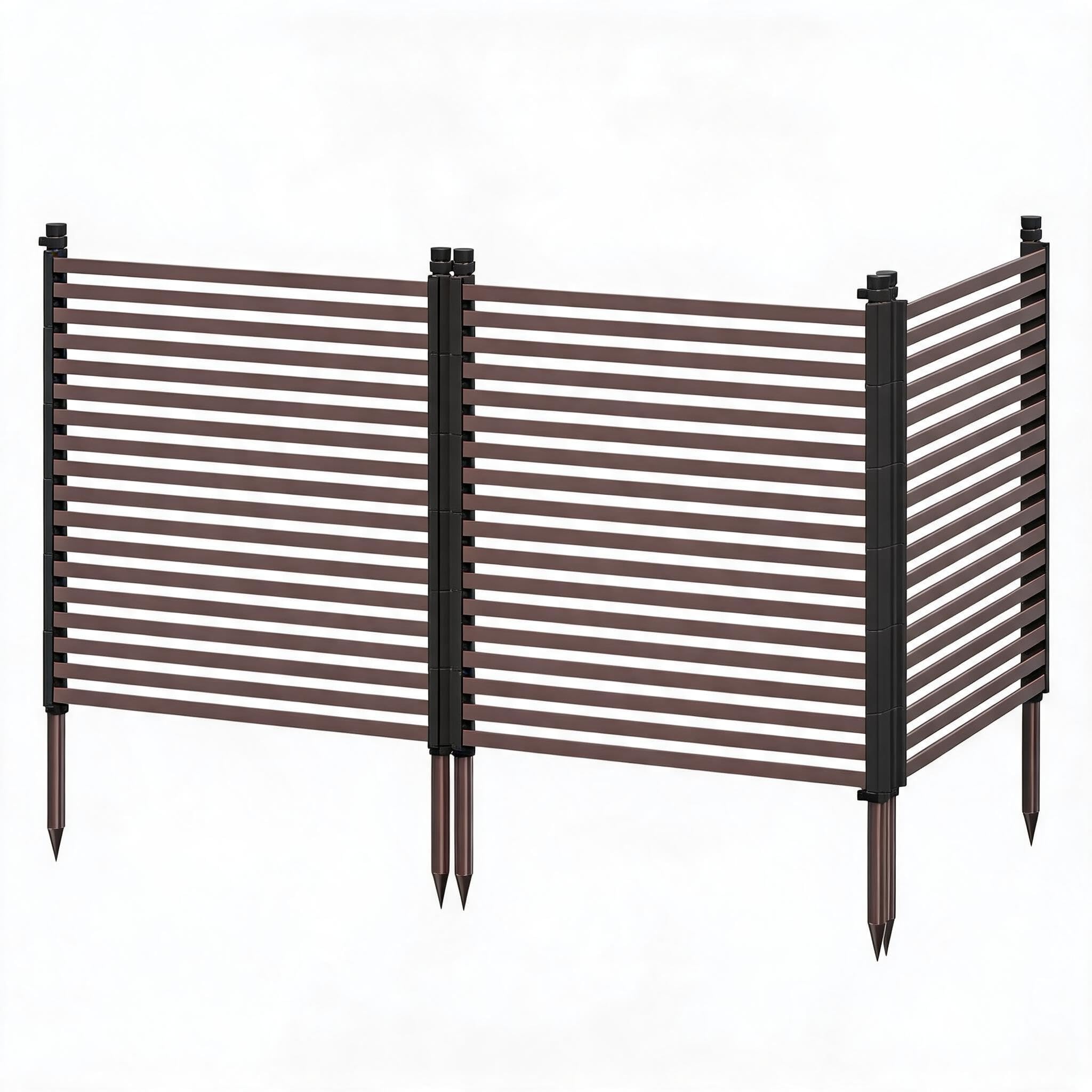Metall Gartenzaun 3er Set 120x274 cm, braun, wetterfest rostfrei