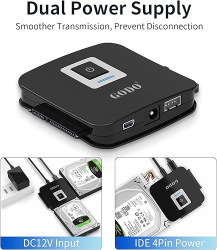 Miniatura 5 de GODO Adaptador SATAIDE a USB 3.0, kit de adaptador de disco duro IDE, convertidor de cable SATA para IDE de 2.53.5 pulgadas y SATA HDDSSD,