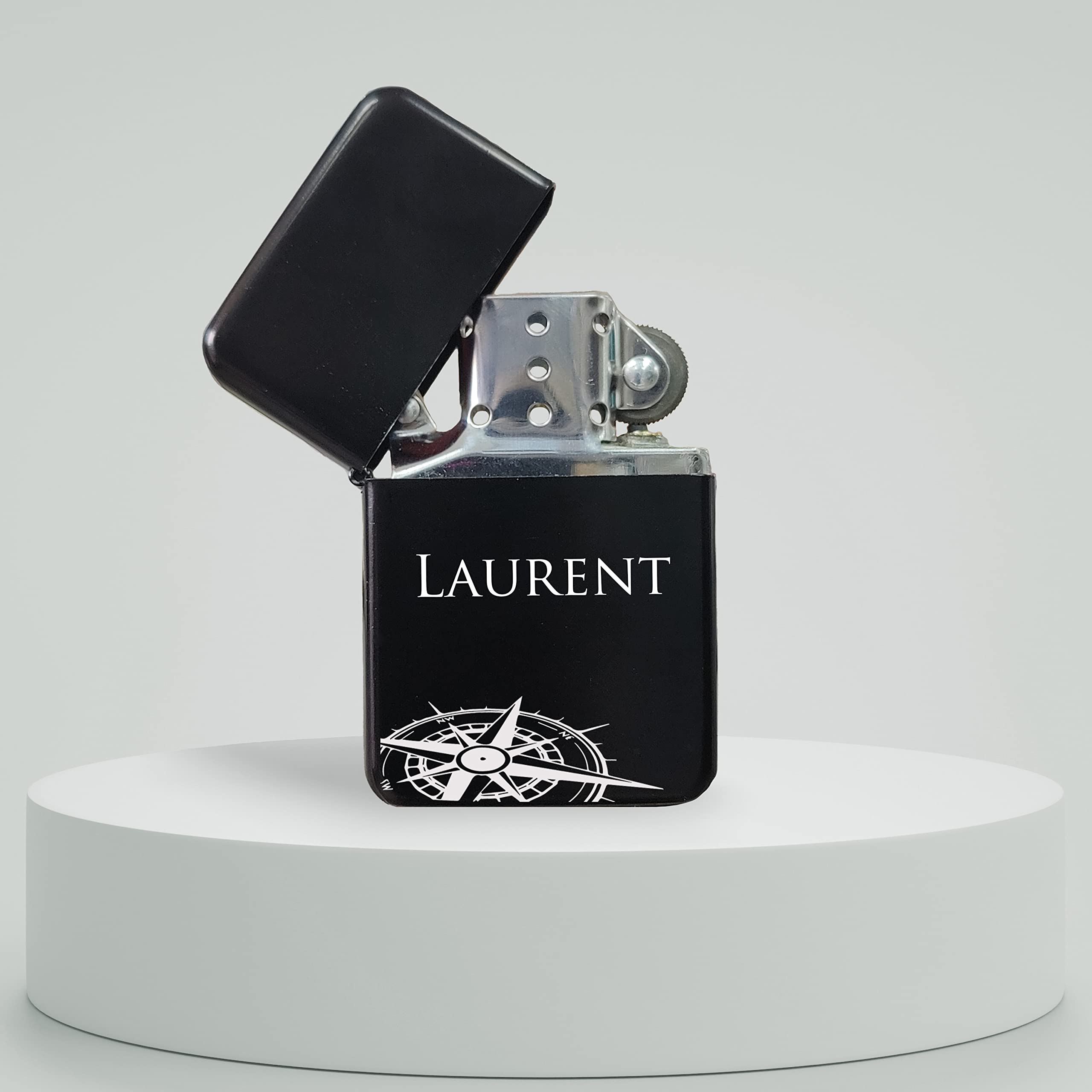 Briquet Personnalisé Tempête Flamme Bleue - Métal, Réglable, Rechargeable, Cadeau Luxe Homme