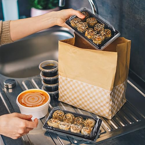 Miniatura 7 de Cabilock 100 bandejas de sushi con tapas, caja de sushi desechable, contenedor de transporte de pasteles de frutas, cajas para sushi, pasteles,