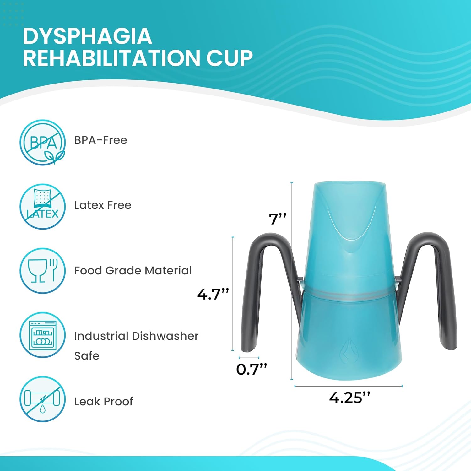 Dysphagia Regulating Drinking Cup for Difficulty Swallowing Disorders - Controlled Sips Adult Size (8oz) Cup Prevents Aspiration - 2 Handles for Secure Grip - Adjustable 3-15cc, Made in Canada - Image 7