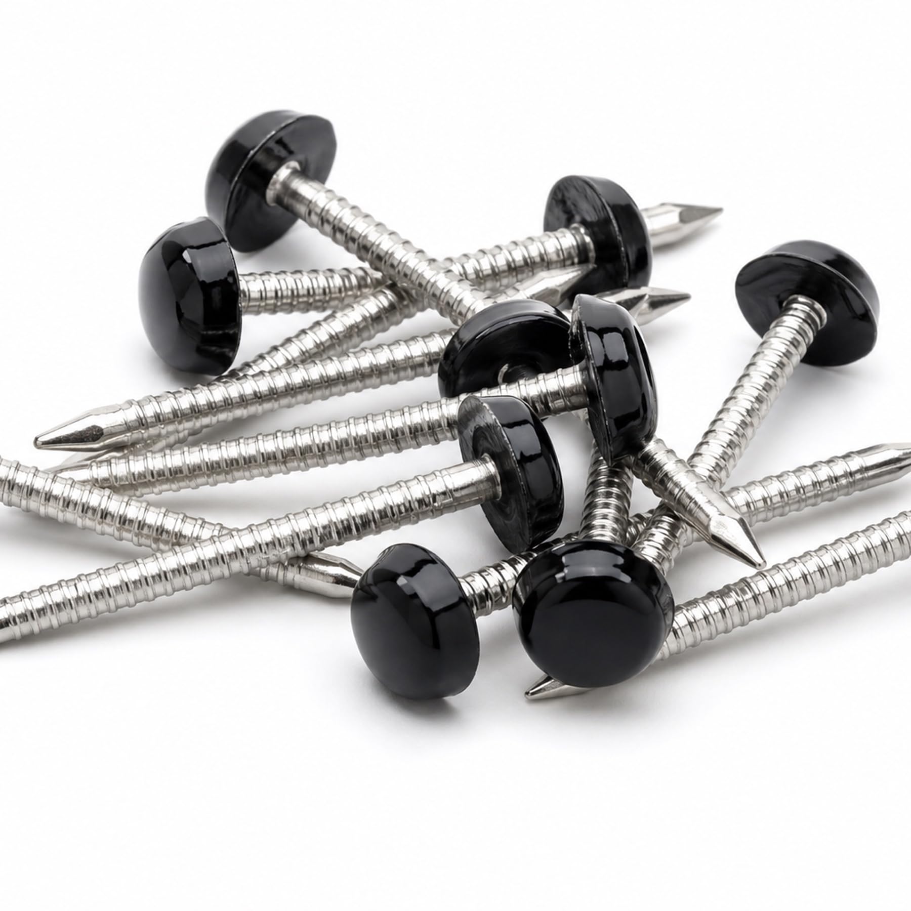 Packing Bat 40mm Black Poly Top Pins, Plastic-Headed Stainless Steel Pins for uPVC Fascia, Soffit and Cladding, 250 Pack