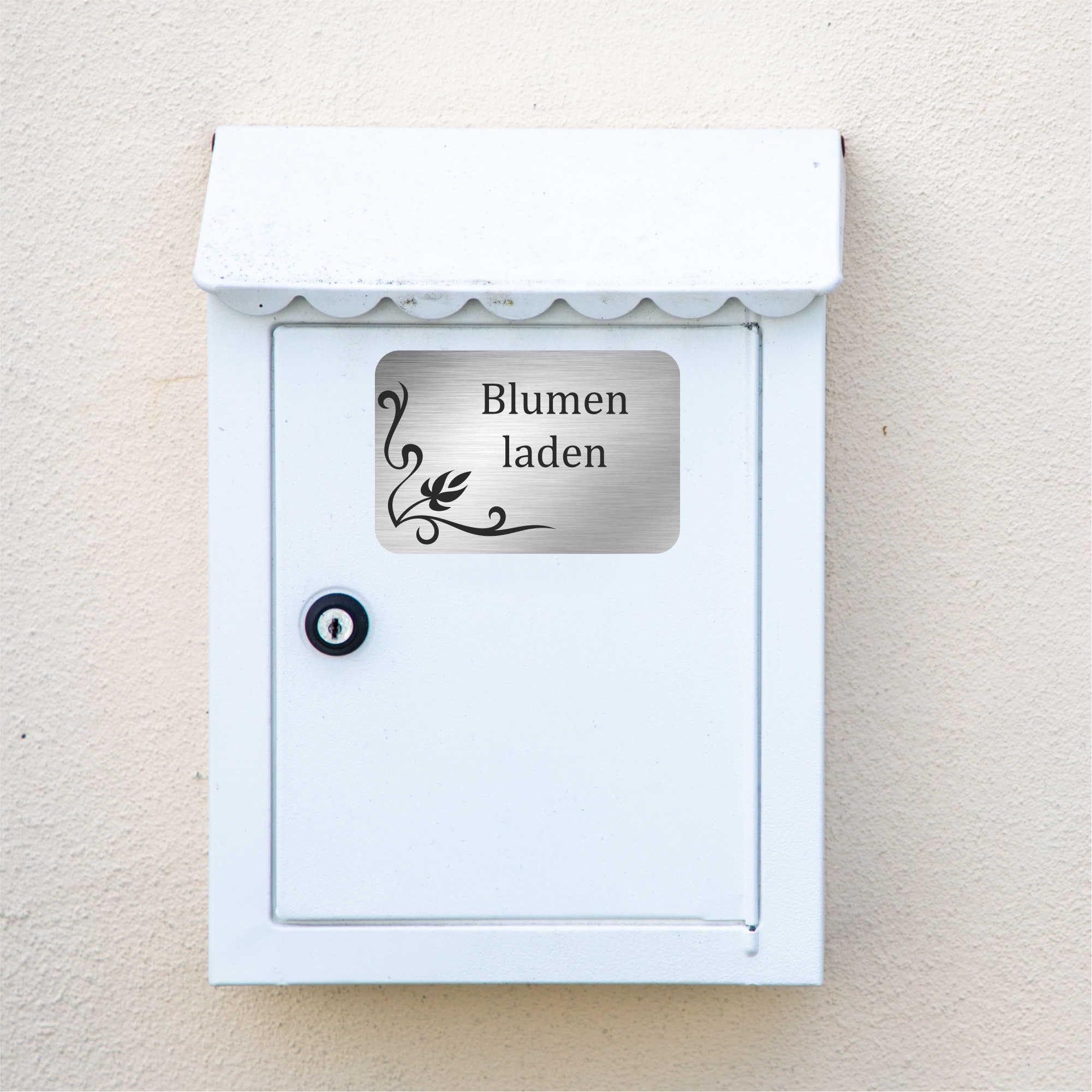 INDIGOS UG - Namensschild - kleiner Strich - 600x400 mm Aluverbundplatte Edelstahllook 3 mm - individuell personalisiert mit Wunschtext, Namen, Familienname, Firma - Briefkasten - Haustür