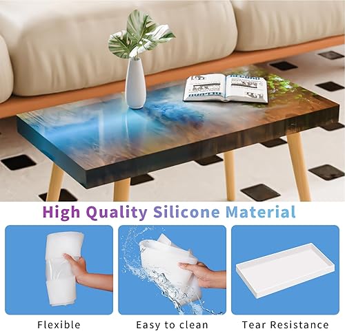 Miniatura 4 de Molde de resina epoxi extra grande 22.63x11.81x1.38 pulgadas, moldes de resina reutilizables para mesa de río, mesa de café, bandejas, tablas de