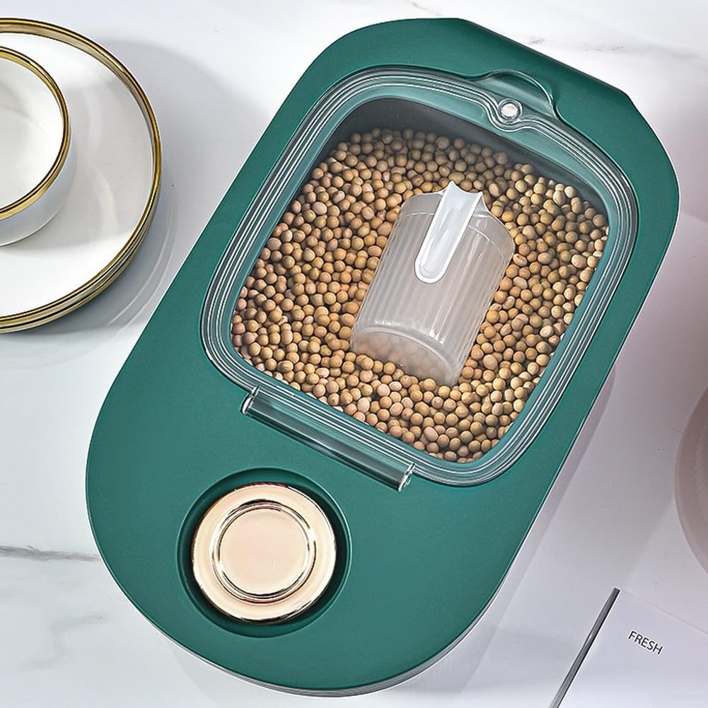 Récipient de stockage à riz hermétique et résistant à l'humidité de grande capacité pour le stockage en vrac, moderne et minimaliste, blanc, vert, deux (20 Jin Blanc)