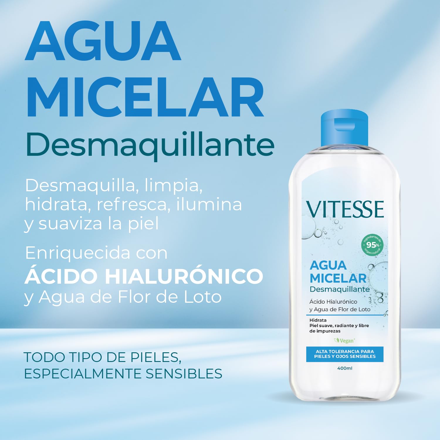 Vitesse Agua Micelar Desmaquillante con Ácido Hialurónico 400 ml