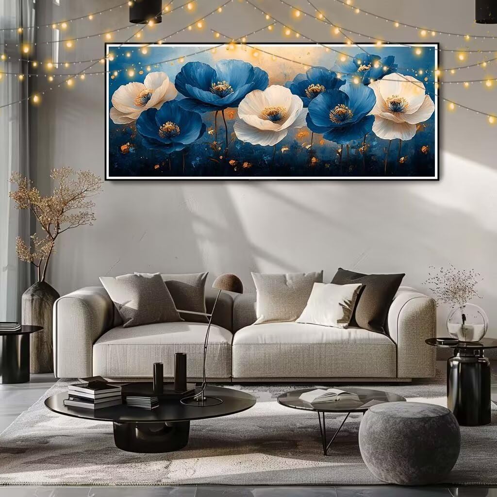 5D Diament Malarstwo Pełny zestaw, DIY Diamentowe Malarstwo Rzemiosło Kryształowe Malarstwo Dorośli 70 x 180 cm, Niebieski Kwiat, Krajobraz Zestaw Diamentowe Malarstwo Dziecko, Cyrkonie Diament Sztuka