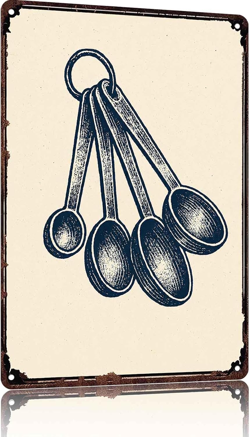Vintage Measuring Spoons Metal Signs 8x12 Inch Kitchen Wall Decor