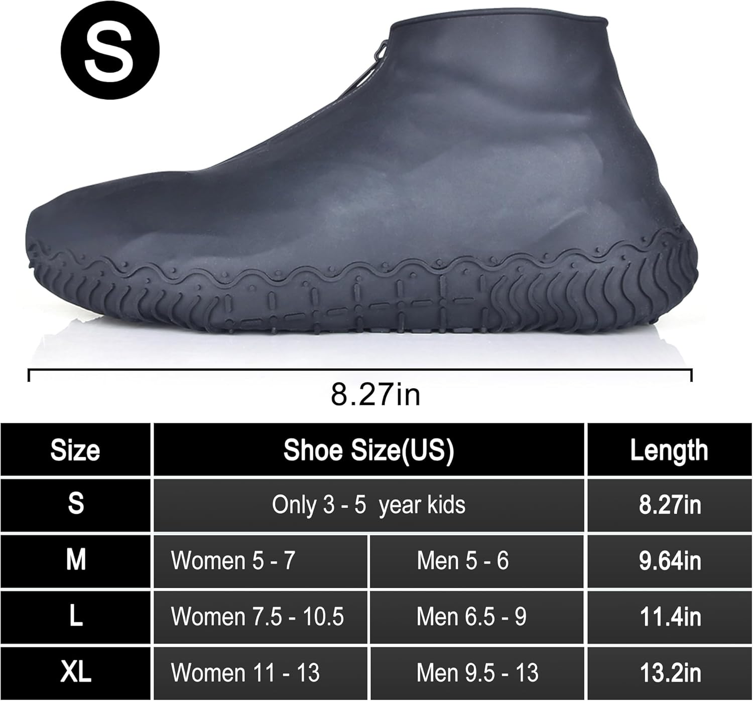 Shoe Covers Waterproof Reusable Foldable Not-Slip Rain Shoe Covers with Zipper,Shoe Protectors Overshoes Rain Galoshes for Kids Men and Women - Image 6
