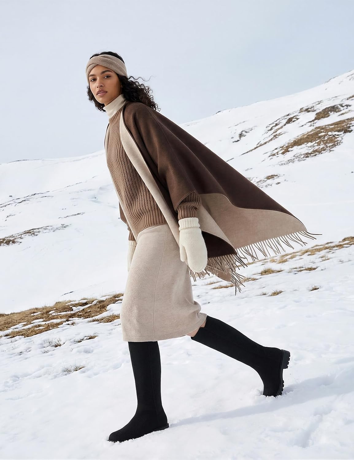 Knee High Boots for Women Rounded Toe Flat Stretchy Tall Long Boots image 3