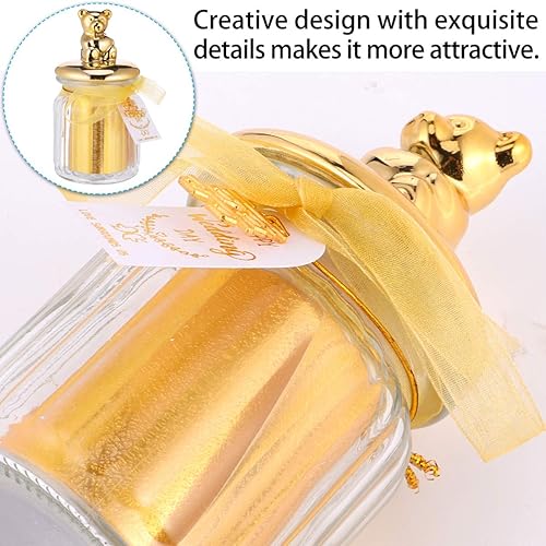 Miniatura 2 de BESTOYARD Recipientes de vidrio de 6 pulgadas para aperitivos de oso, vasos de oro, tarro de golosinas, tarro de cristal, plato de caramelo, lata de