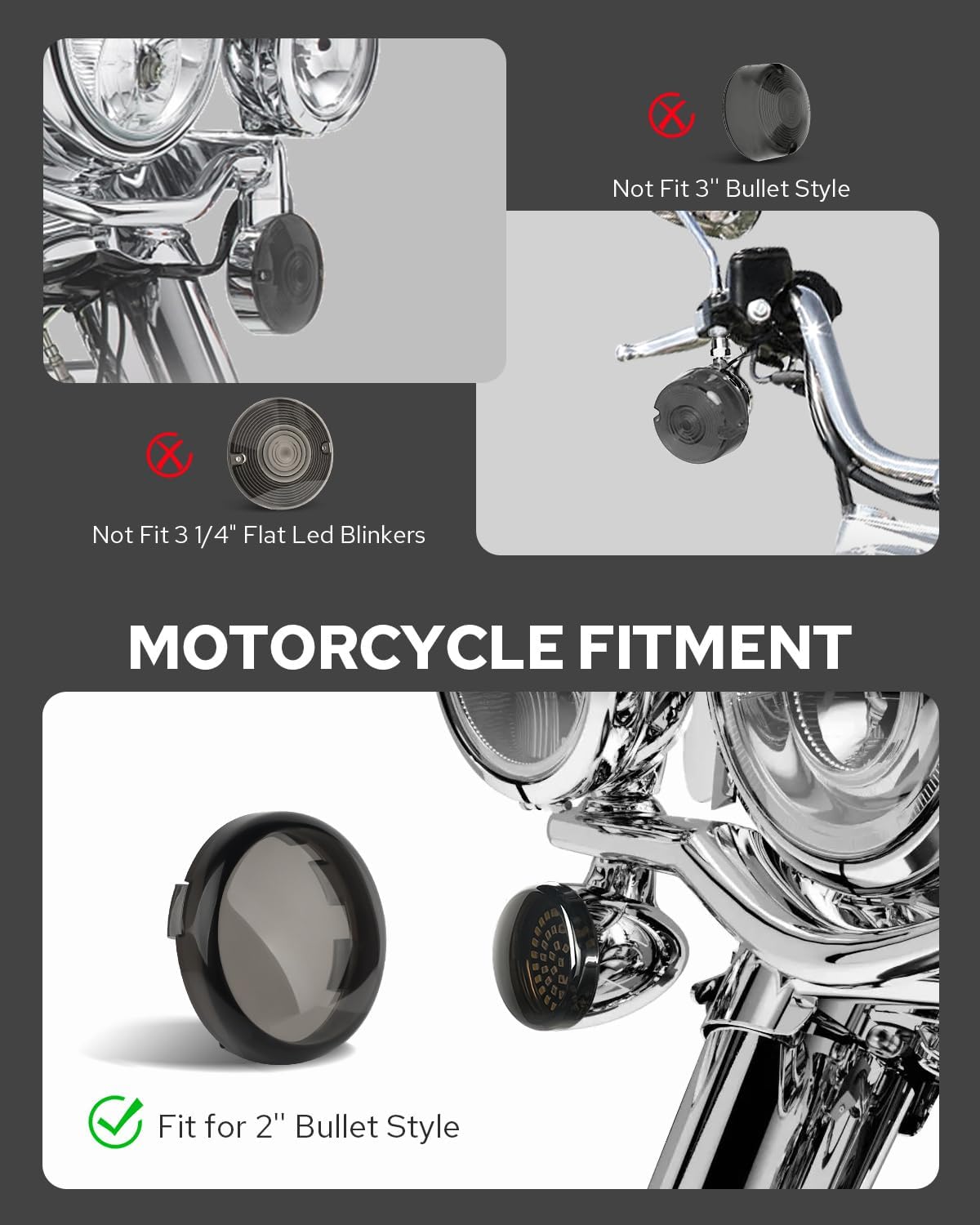 Benlari 2 inch Rear Turn Signals, 81 LEDs Turn Signals Kit with 4 Smoked Lens Cover Fit for Harley Touring Street Glide Road Glide Road King Electra Glide Sportster Iron Dyna Softail 1986-2024