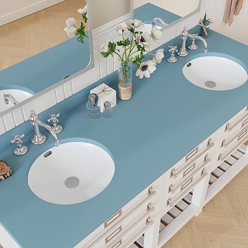 Miniatura 7 de CRE8TIVE Papel tapiz azul océano de 24 x 354 pulgadas, para despegar y pegar, papel de contacto azul claro, grueso, duradero, impermeable,