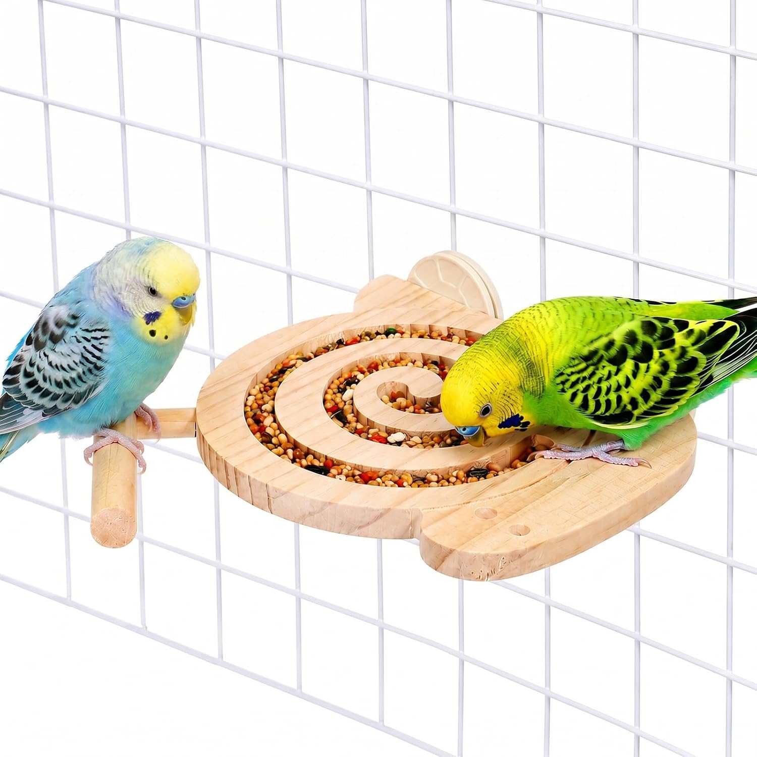 Bird Foraging Toy with Perch Wooden Parrot Slow Eating Enrichment