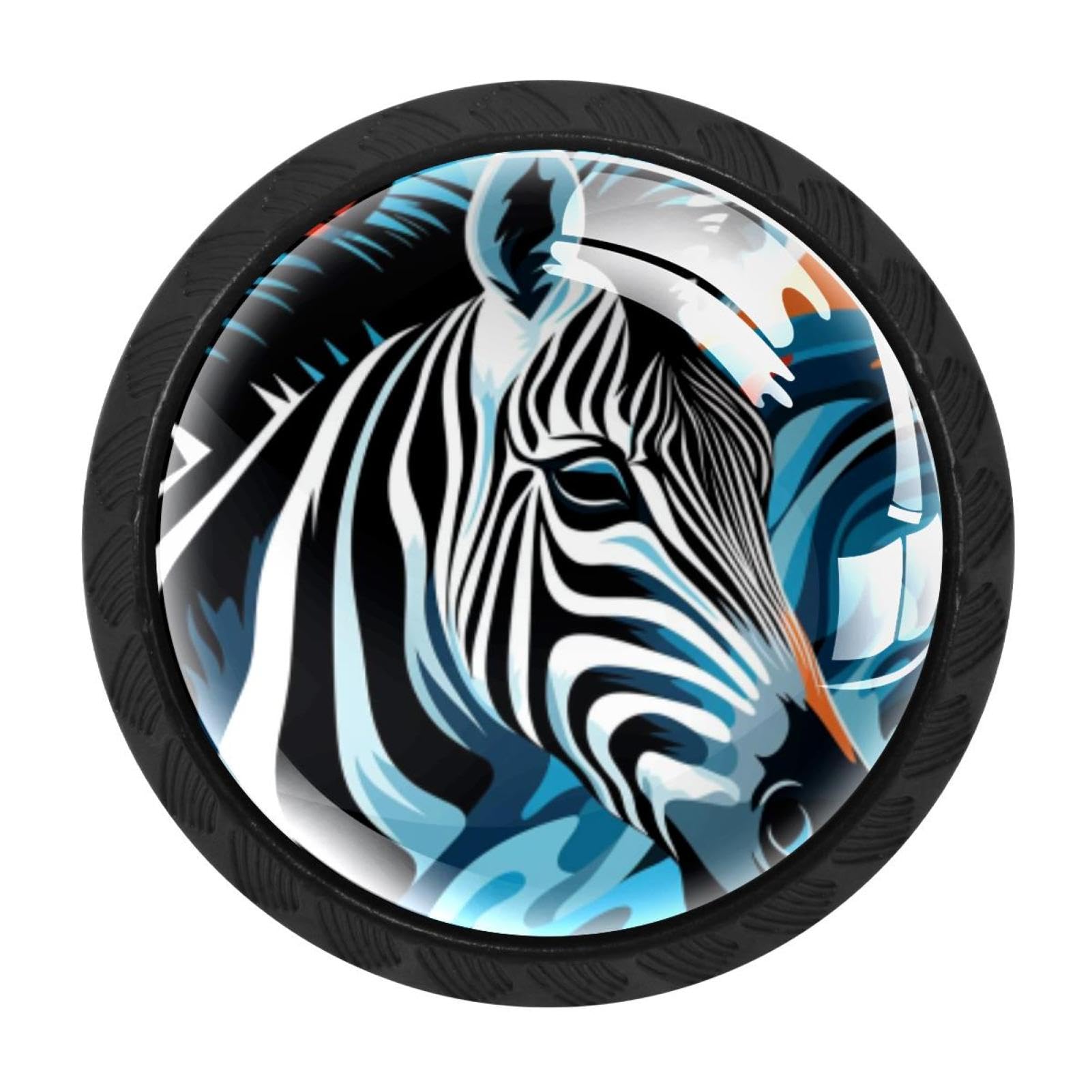 CHENZZZZ Zebra Cabinet Knobs 4 Pieces Drawer Kitchen Cabinets Dresser Cupboard Wardrobe Unique Pulls Handles