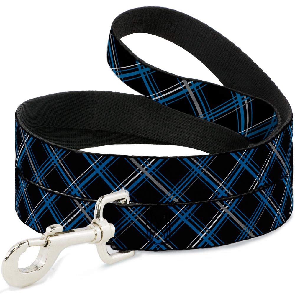 Laisse pour chien 1,8m motif écossais turquoise et noir longue