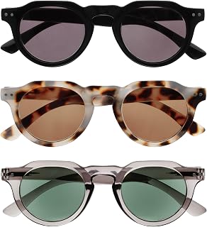 articulo OPULIZE RIO Gafas de Lectura Para el Sol - Pack de 3 - Montura Plana - Protección UV400 - Negro, Marrón Carey, Gris - Hombre Mujer - SSS53-127- +2.00