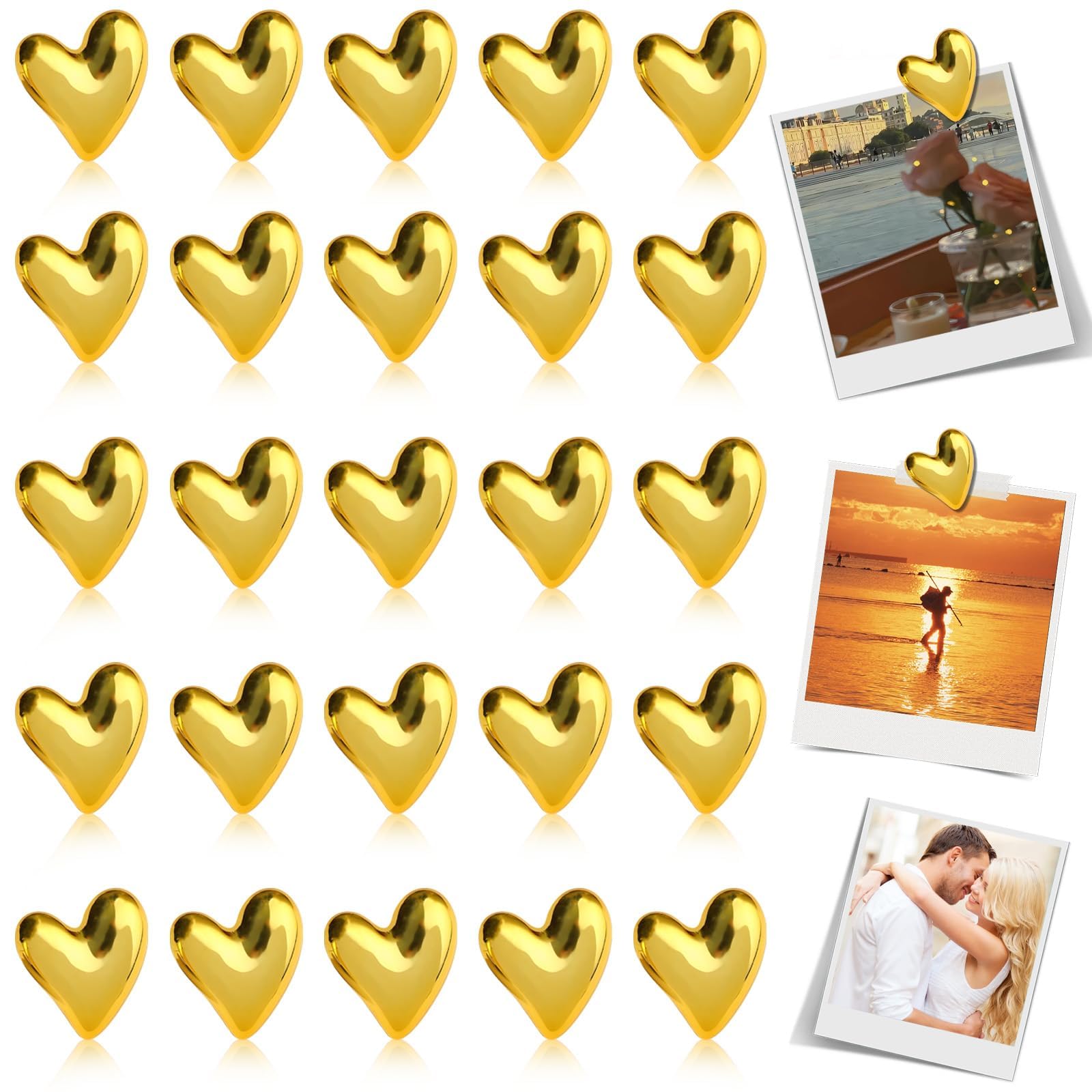 Vicloon Lot de 20 Aimants de Réfrigérateur de Cœur, Dorés Aimants Frigo Décoratifs en Forme 3D Petit Cœur d'amour Magnets pour Réfrigérateur Tableau Blanc Casier et Plus, Doré Vicloon Lot de 20 Aimants de Réfrigérateur de Cœur, Dorés Aimants Frigo Décoratifs en Forme 3D Petit Cœur d'amour Magnets pour Réfrigérateur Tableau Blanc Casier et Plus, Doré