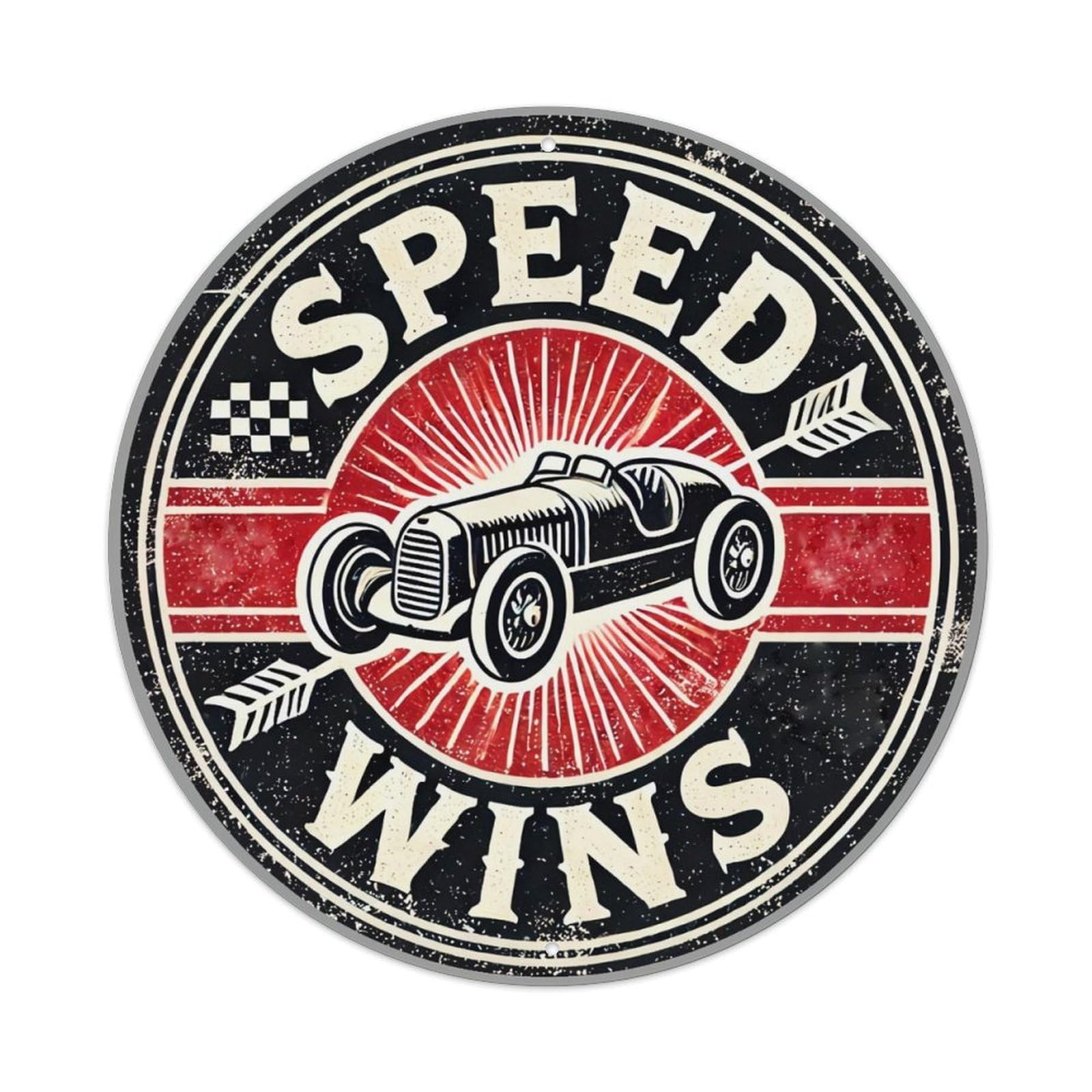 Jdyansheng Vintage Speed Wins Race Car Tin Sign Metal Poster Metal Signs For Home Man Cave Bar Cafe Kitchen Laundry Room Wall Decorations 8X8 Inches