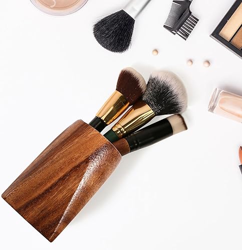 Miniatura 6 de Portalápices de madera de acacia para escritorio, vaso multiusos para oficina, escuela, hogar, organizador de bolígrafos, accesorios de escritorio,