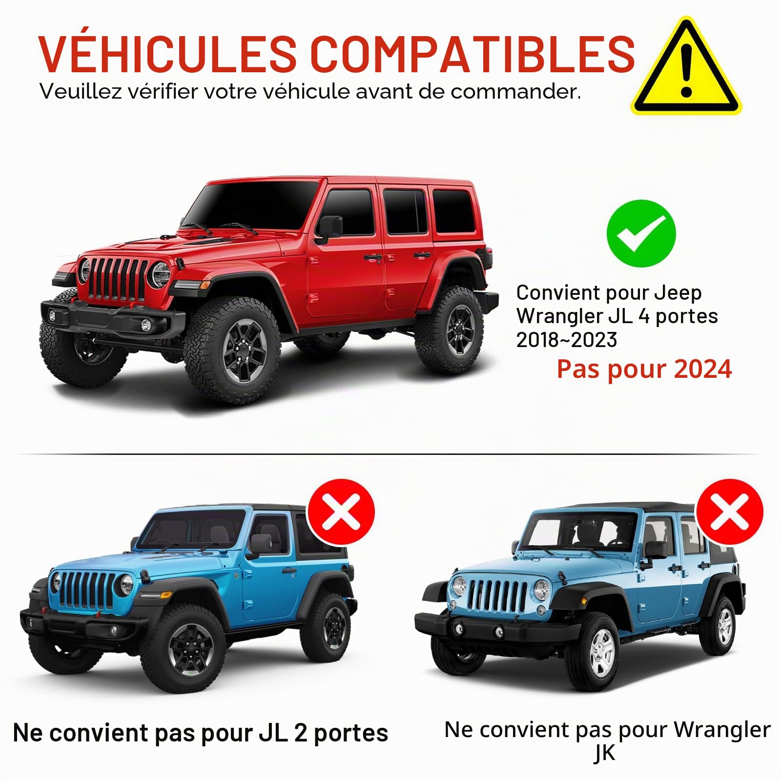 Bac de rangement de roue pour Jeep Wrangler JL JLU 4XE 2018 à 2023 - Plateau de rangement latéral pour accessoires de porte Wrangler JL 4 portes (gauche + droite, ne convient pas au modèle 2024)