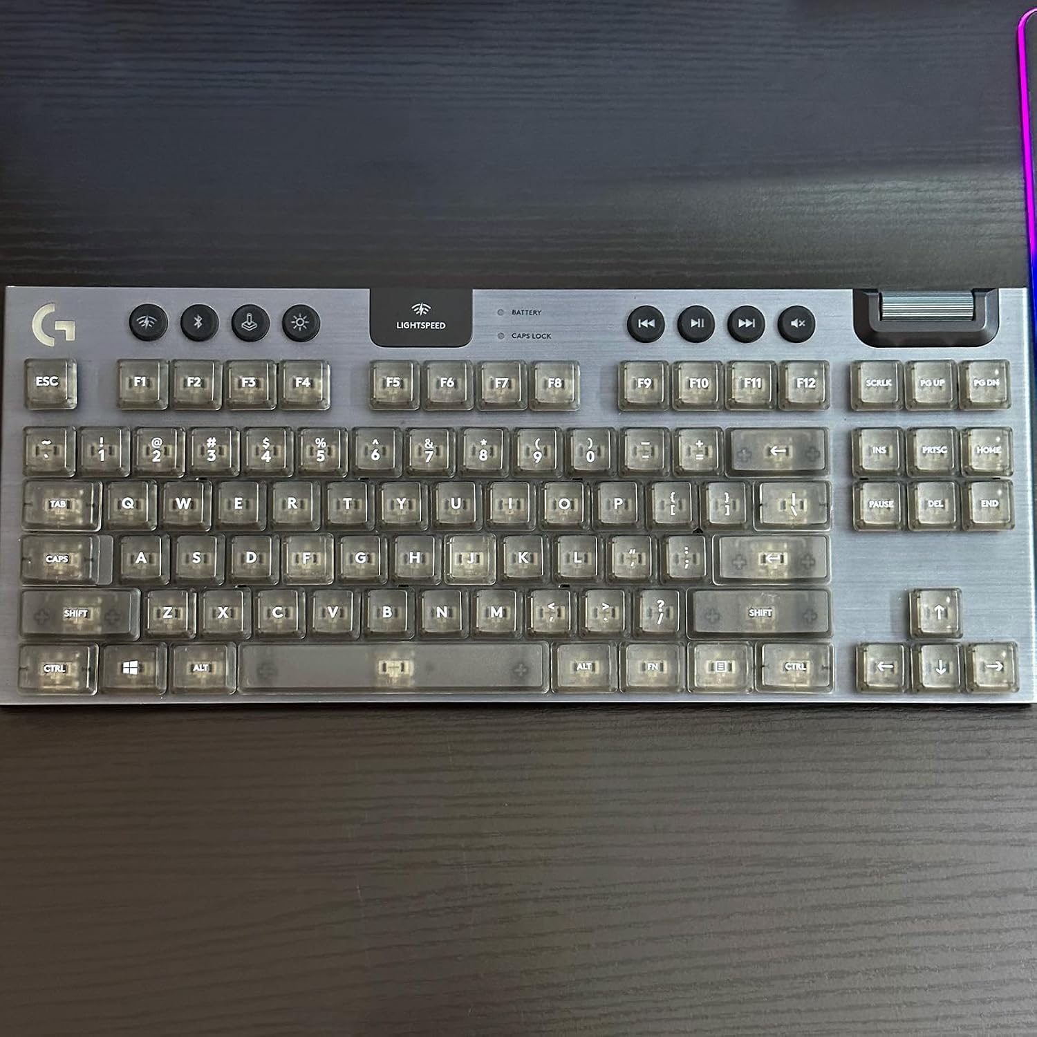 Transparent PC Keycap Set,Suitable for Logitech G813/G815/G913/G915 TKL RGB Mechanical Gaming Keyboards,Shine Through Replacement Keycaps (Transparent Black,87 TKL Keys) image 2