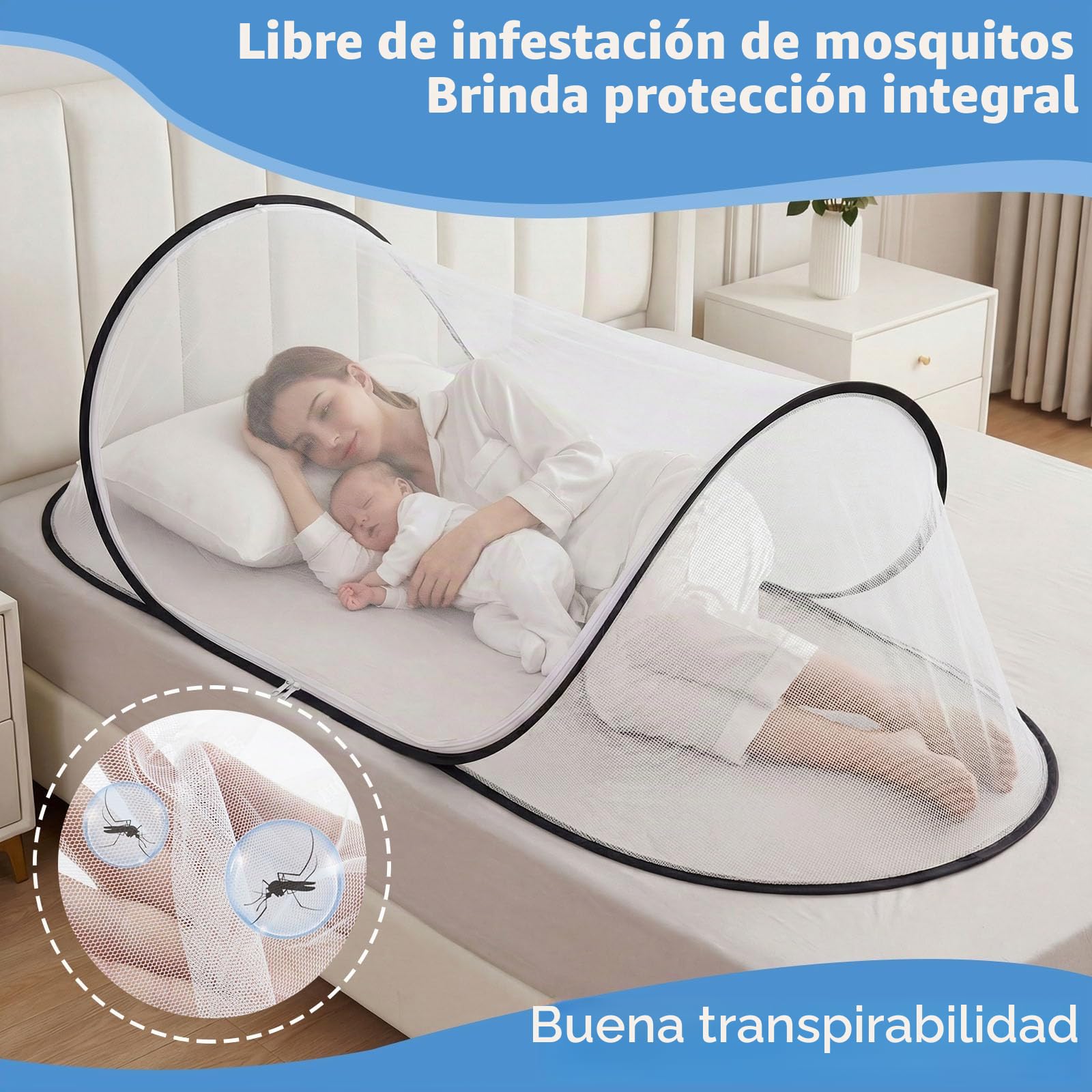 Mosquitera, 200 x 80 x 56 cm Mosquitera Plegable Emergente para Camas para Tiendas de Campaña de Viaje para Dormitorios, Camping al Aire Libre, Camas, Viajes